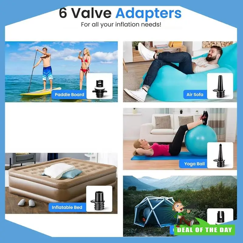 

24-часовая доставка, ножной насос для надувной лодки, 6 шт., адаптеры воздушного клапана, соединение для шланга HR и насадки для весла, аксессуары для SUP доски