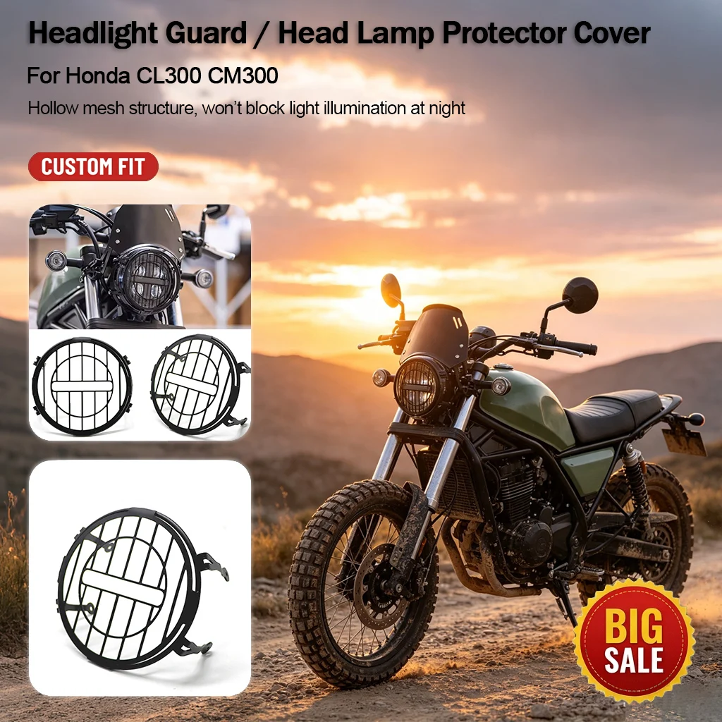 For Honda CL300 CM300 Headlight Grille Protective Net Motorbike Head Lamp Protection Cover Retro Mod Parts
