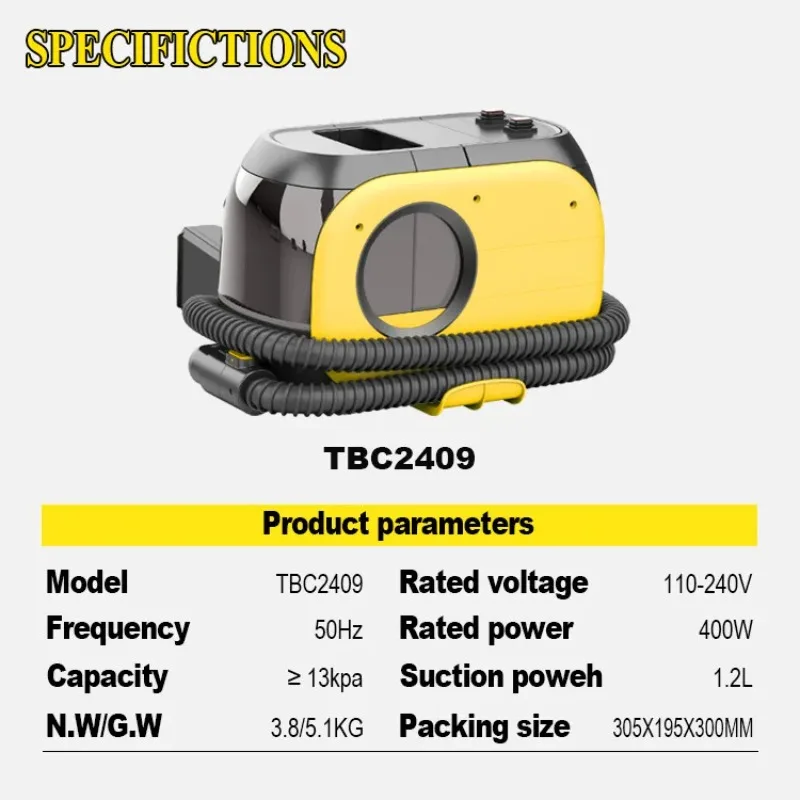 Fric cleaning hine, wired large suction, wet and dry vacuum cleaner, carpet, sofa, curtain, mattress, spray water,