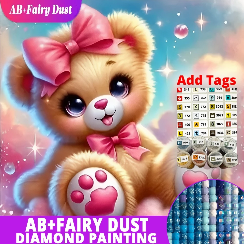 

AB Фея Пыль Полный Квадратный Круглый Алмазная Картина Медведь Животное Мозаика Наборы Вышивки Крестом Искусство DIY Вышивка Мультфильм Декор для Дома