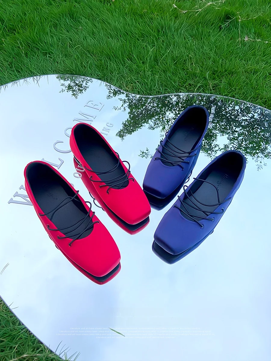 

Elegant Silk Satin Ballet Flats Women's Cross Strap Mary Janes Shoes Real Leather Fashionable Casual Shoes for Girls