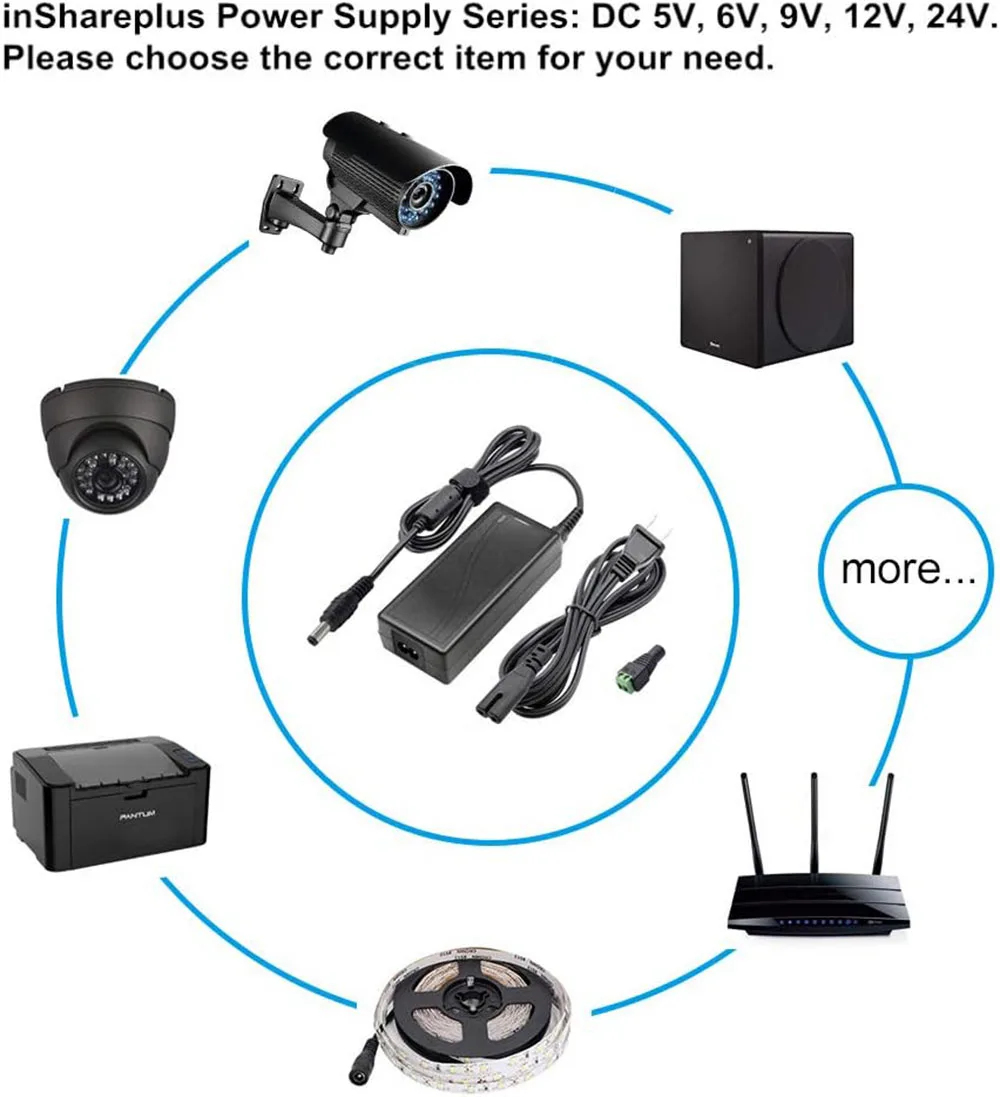 محول الطاقة محول مع سلك التيار المتناوب ، ماكس Chrager ، 6 فولت ، 5A امدادات الطاقة ، التيار المتناوب 100-240 فولت إلى تيار مستمر 6 فولت ، 5amp ، 5000mA