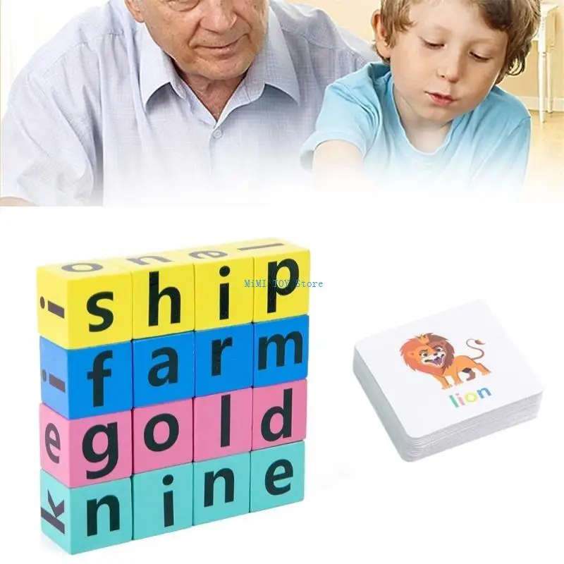 

24BE Letter Spelling Block Word Card Game English Words Early Educational Puzzle Toy