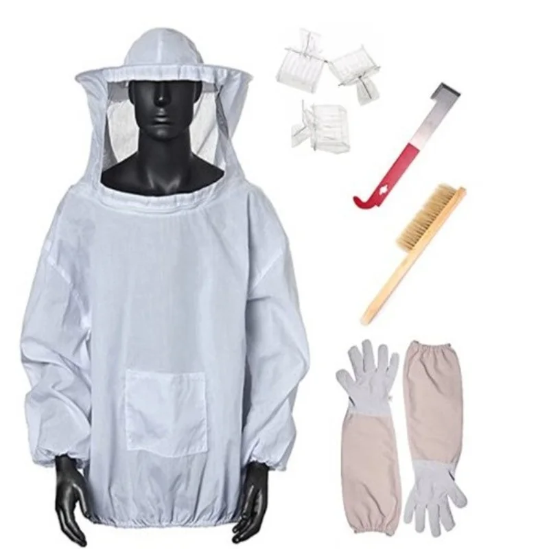 Beekeeping Tools Breathable Beekeeping Suit with Hat and Gloves Honeybee Resistant Jumpsuit