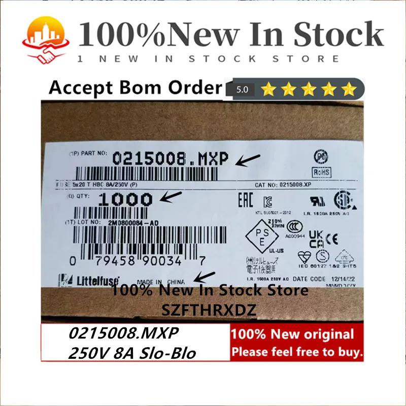 100% NEW ORIGINAL 0215001.MXP 0215002.MXP 0215004.MXP 0215005.MXP 0215008.MXP 0215010.MXP 0215012.MXP FUSE 250V 5X20MM