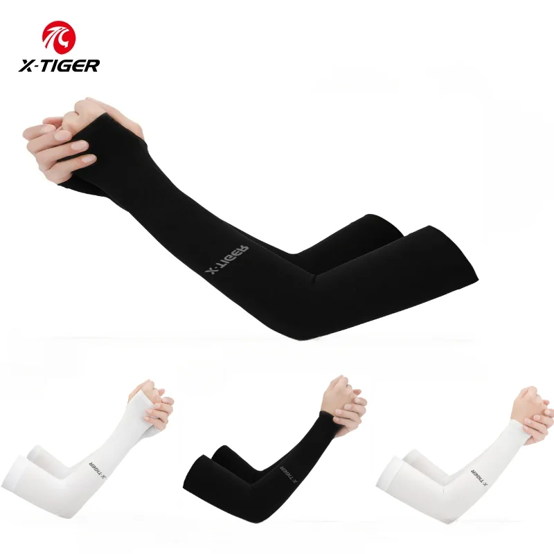 X-TIGER Ice Silk Sports Arm Sleeves Cycling Sun UV Protection Outdoor Travel Running Gym Fitness Cool Summer Arm Sleeves