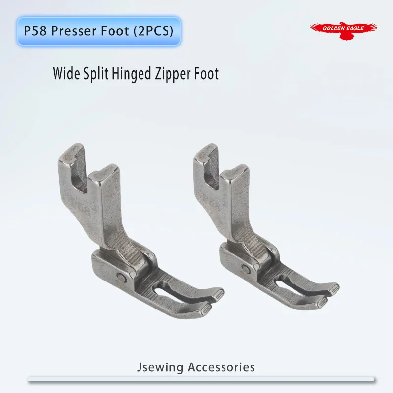 P58 (142058) Wide Split Hinged Zipper Foot For Industrial 1-Needle Lockstitch Sewing Machine JUKI BROTHER JACK (2 PCS/Lot)