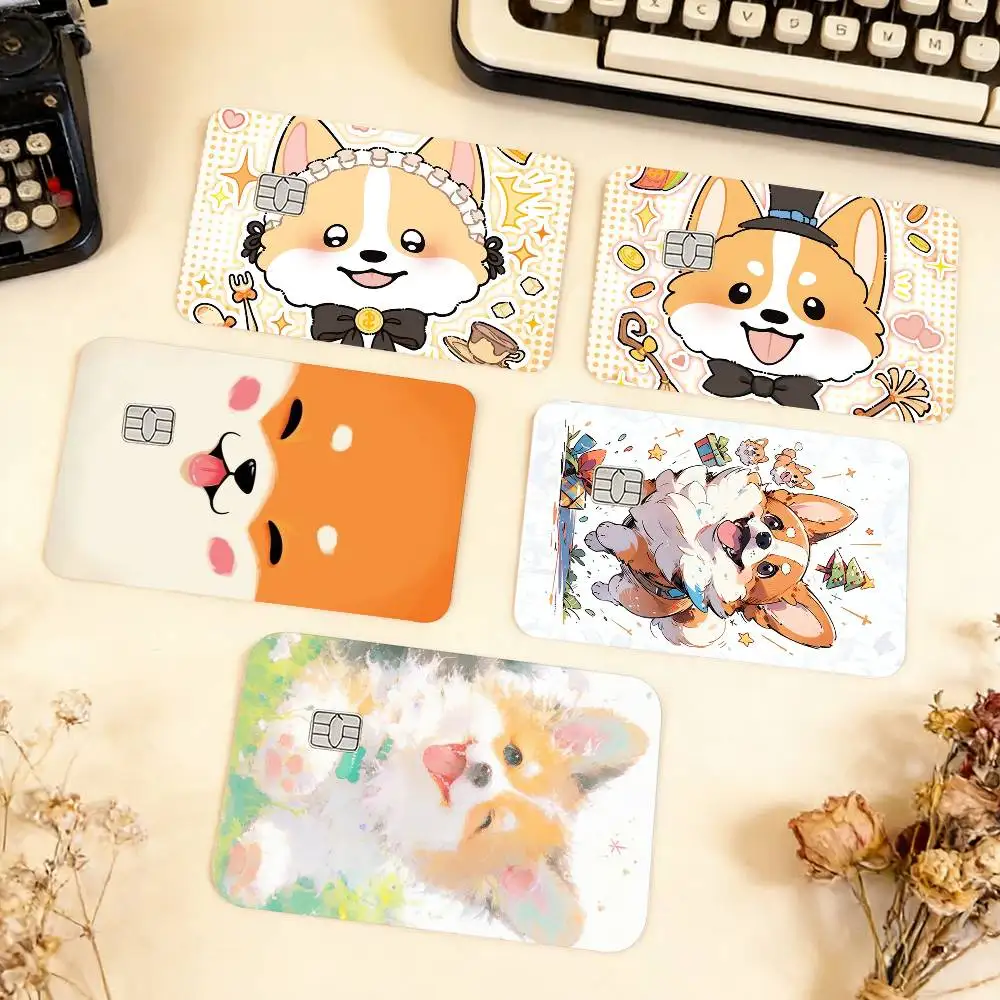

cute Corgi Waterproof Film Skin Cover Credit Card Stickers Debit Front Bank Bus Pass