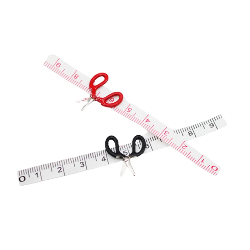 Dollhouse Miniature Scissors Sewing Gauge Ruler Set Model Simulation Mini Dolls Sewing Accessory Fairy Home Decoration Kid Gift