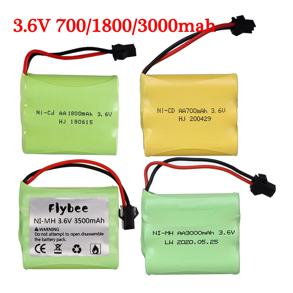 Akumulator 3,6 V NiCD NIMH 700 mah 2800 mah 3000 mah 3500 mah AA 3,6 V do zabawek RC Samochody ciężarowe Pociągi Łodzie RC Zabawki Akumulator