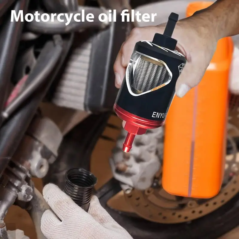 Motorcycle Oil Filter 6mm/8mm Stainless Steel Core Glass Perspective Alloy Motor Oil Filter High Performance Universal For Honda