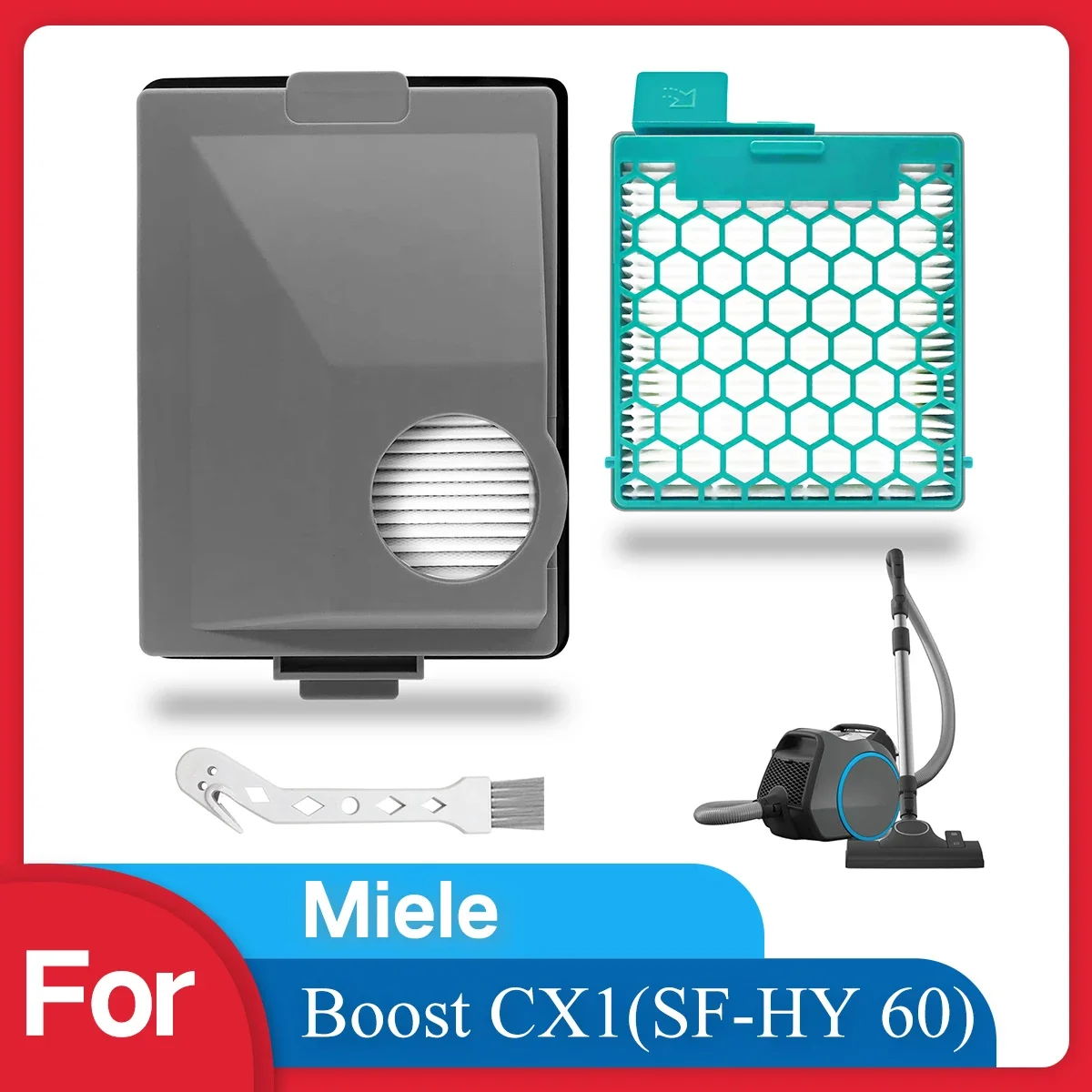 Set Filter - Kompatibel dengan Penyedot Debu Miele Boost CX1 - Filter Pengganti SF-HY 60 & CX-FSF - Ideal untuk Penderita Alergi