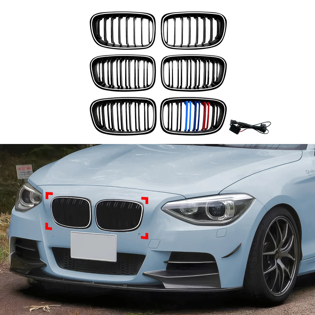 

For BMW 1 Series F20 F21 2011-2014 LED Light Kidney Grille Car Front Bumper Racing Grill Accessories