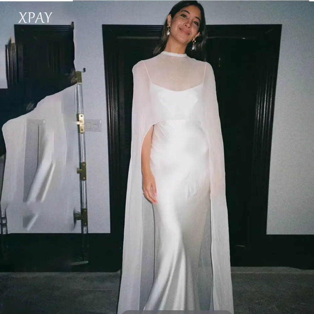 

ZHIO Simple Beach Wedding Dress O-Neck Mermaid Spaghetti Straps Backless Boho Bridal Gowns Elegant Long Sleeve Vestido De Noiva