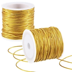 Rollo de cordón de Color dorado y plateado, cinta de 0,2-1mm, oropel fino para joyería, pulseras, regalos, manualidades, fabricación de envoltura, 1 rollo