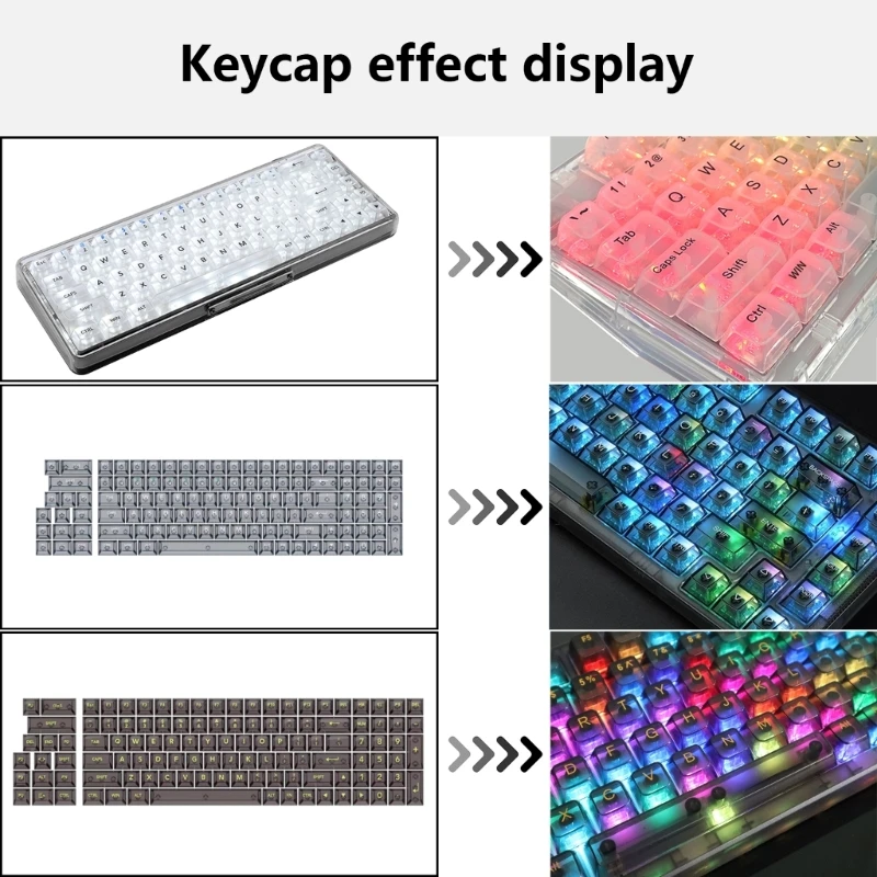 

Quality PC Keycaps 115 Keys for Mechanical Keyboards Classical Clear Keycaps Fully Transparent Keycaps for Gamings