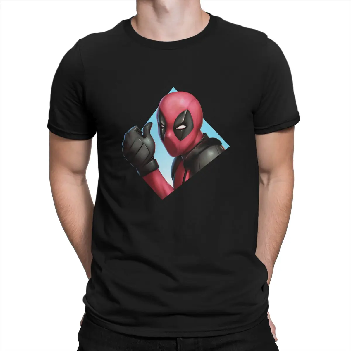 Clipart T-Shirts for Men Disney Deadpool Film Humorous 100% Cotton Tees Crewneck Short Sleeve T Shirt Summer Clothes