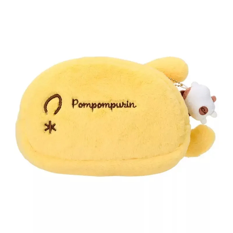Sanrios Pompom Purin Plush pencil bag Kawaii  Masyumaro Fluffy Pen Bag Cartoon Muffin Cat Doll Toy Bag Pendant Coin Purse gift
