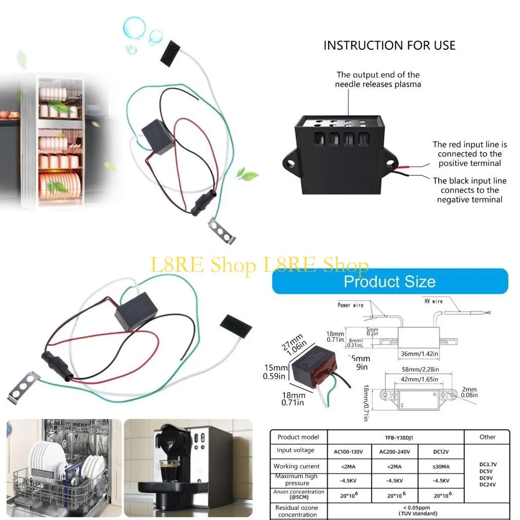 L8RE Plasma Air Reser para dormitorio y sala estar Energía eficiente con módulo iones negativos Suministros aire