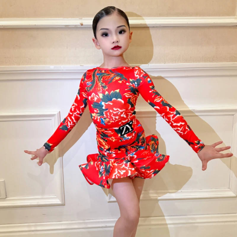 

Fashion Kids Professional Dancing Clothes Girls Latin Dance Competition Dress National Standard Ballroom Dance Dresses SL9728