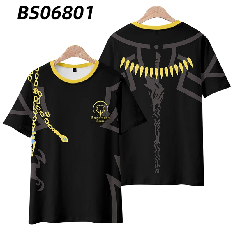 FATE Gilgamesh Camiseta de manga corta Anime Impresión 3D bidimensional Camisetas para hombres y mujeres Camisetas casuales para niños Tops