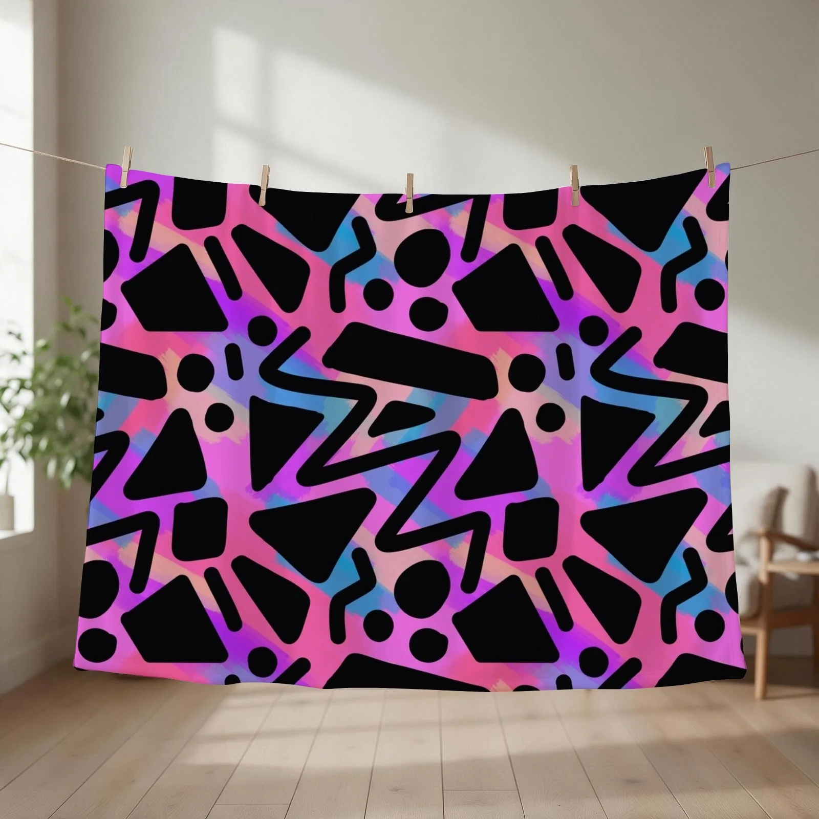 Shape splash Repeating Pattern Throw Blanket couch cozy soft plush fuzzy picnic outdoor blanket