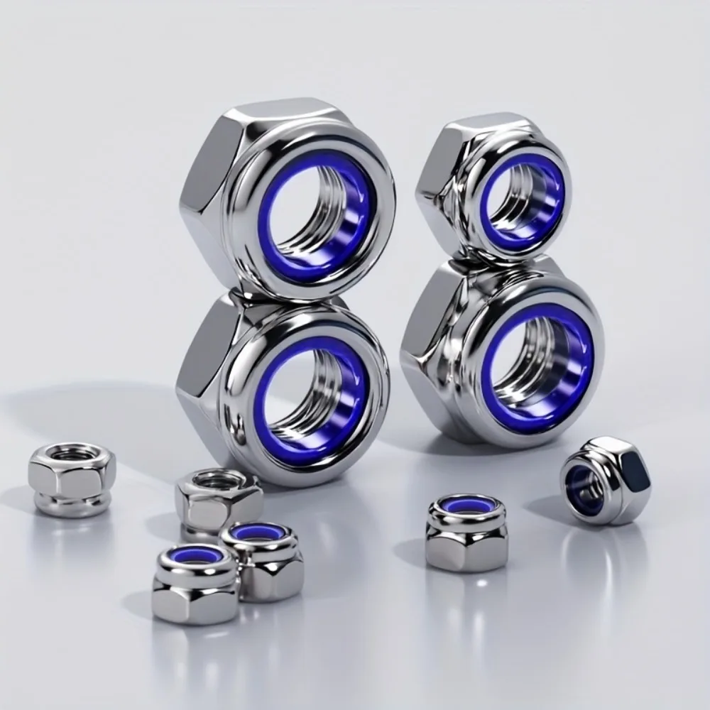 10-30pcs Nylon Locking Nuts Anti-Slip, Self-Locking, Hexagonal Cap, Full Thread, Right Thread, M5/M6/M8/M10/M12/M14/M16/M18/M20