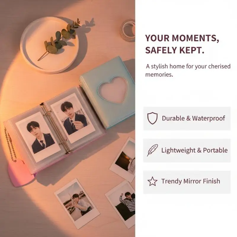 Heart Hollow Clear 3 Inch Photocard Holder Portable Mini Idol Picture Album Dustproof for  Photo Collection Party Favors