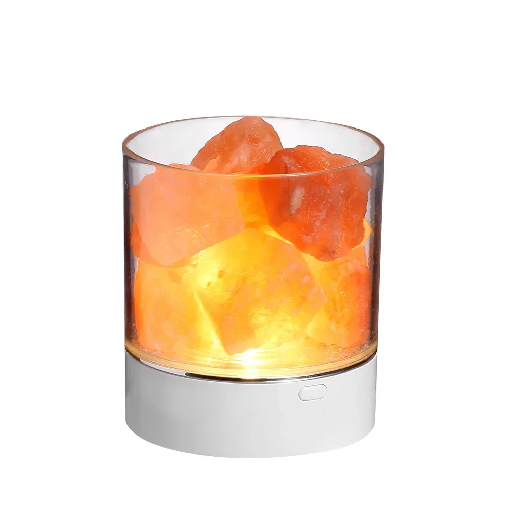 USB Natural Himalayan Salt Lamp Led Crystal Light Air Purifier Atmosphere Flame Lava Lamp Indoor Warm Light Bedroom Book Light