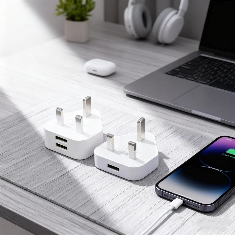 HUAHUA2025 NEW 1PCS Dual Port Fast Charger 5V/2.1A, UK 3 Pin Wall Adapter for Phones & Tablets, Multi-Device USB Charging Hub