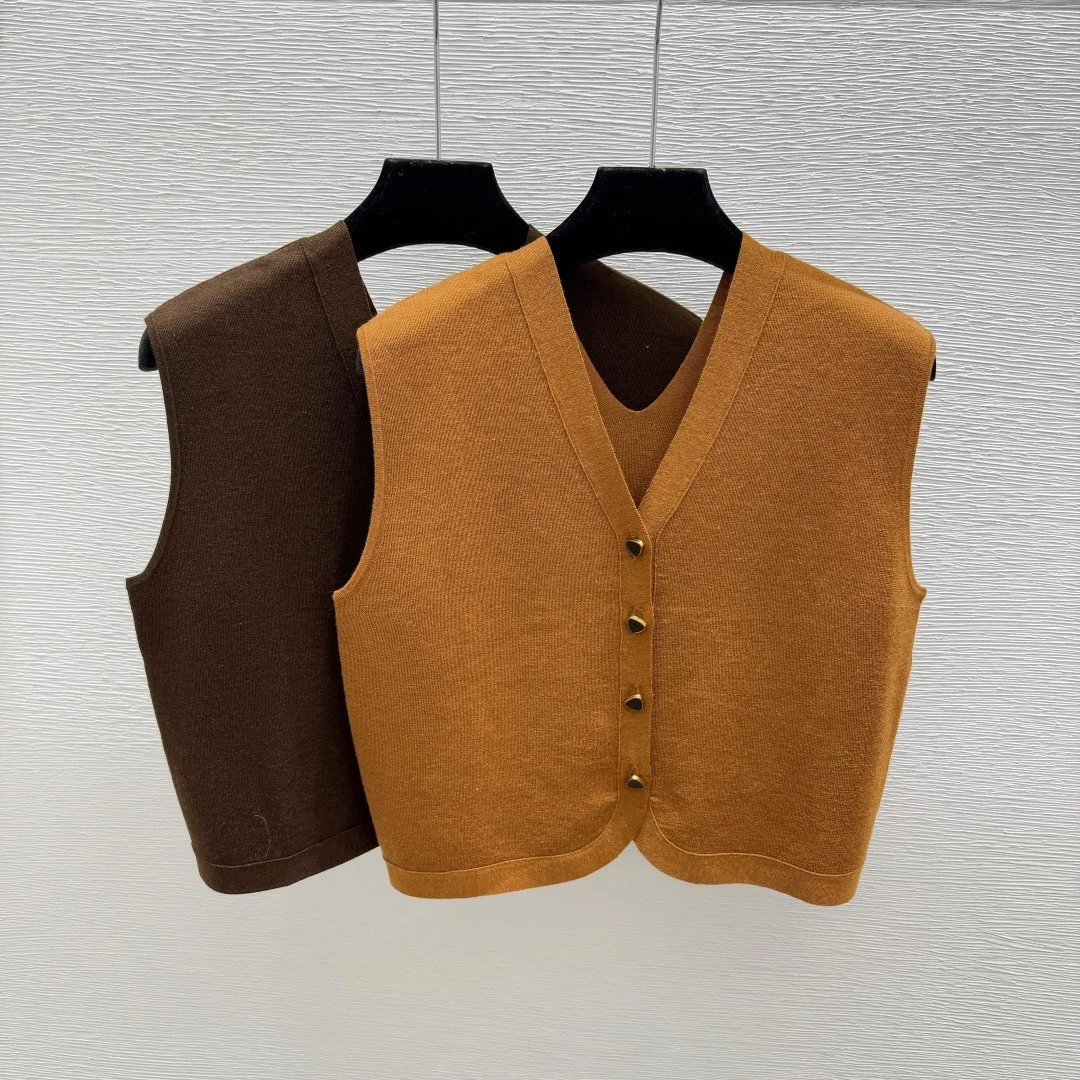 2026Women's Autumn/Winter V-Neck Wool Knit Cardigan Vest