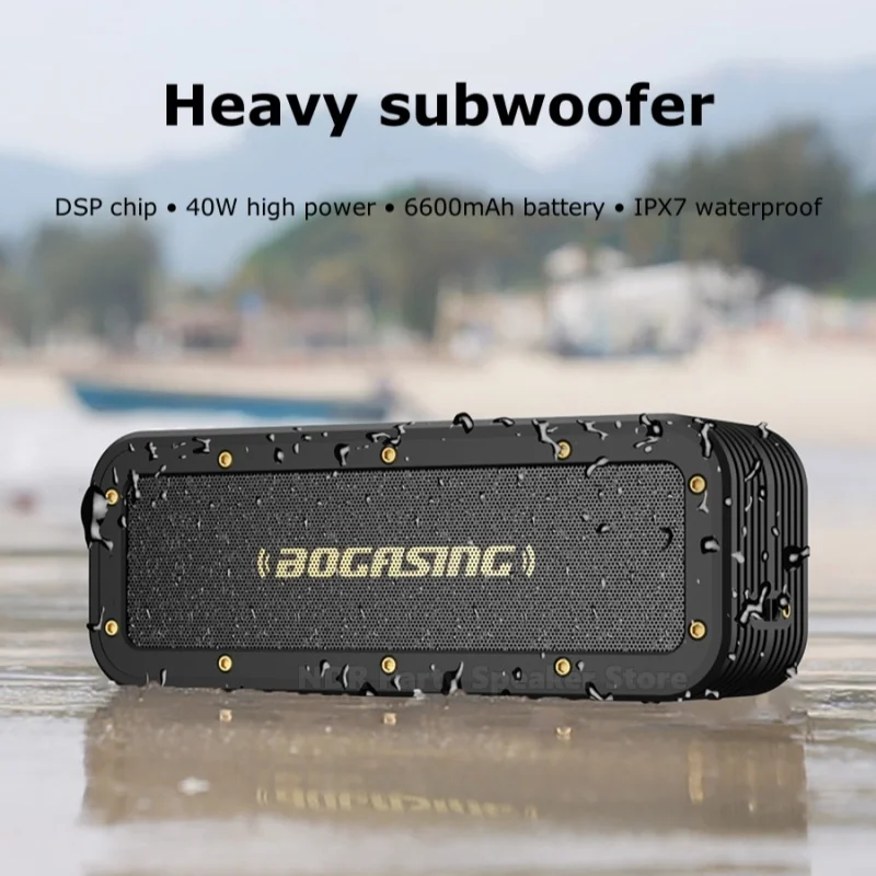 

M4 Portable BT 5.0 Speaker with IPX7 Waterproof 40W Max Output 20H Playtime Outdoor Wireless Heavy Subwoofer Sound Caixa De Som