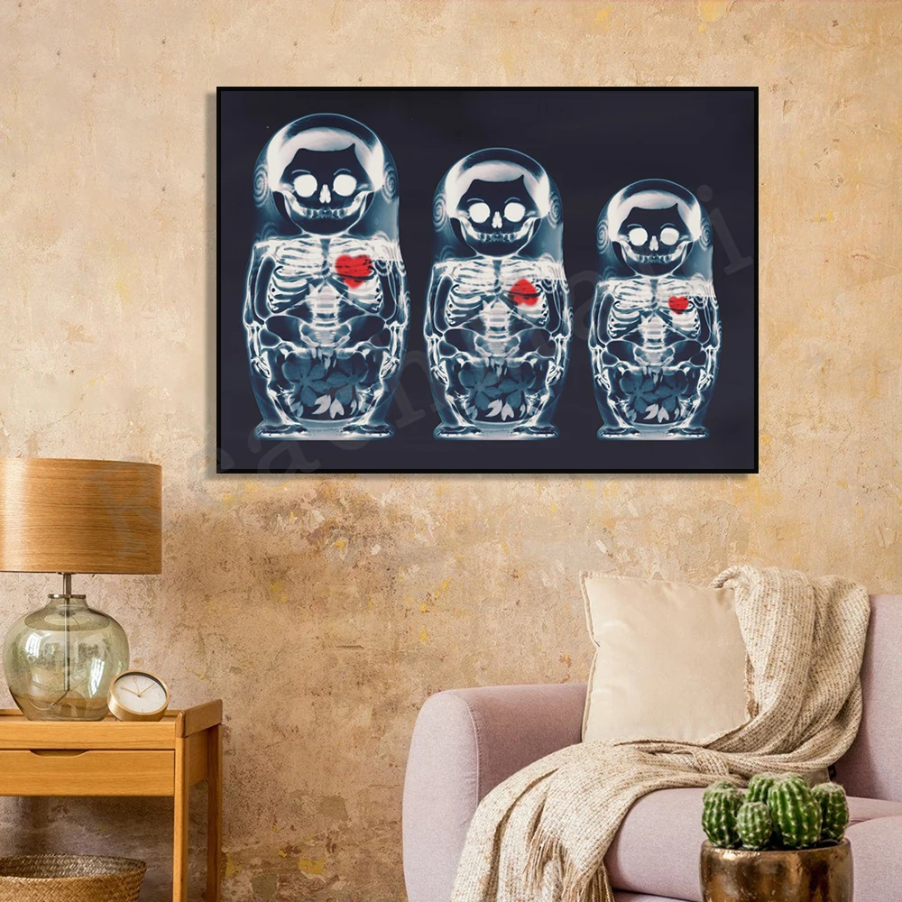 Nesting Doll Poster, Sugar Skull Art Print, Gothic Skull Wall Art, Russian Doll Gifts, Authentic Skull Art Home Decor