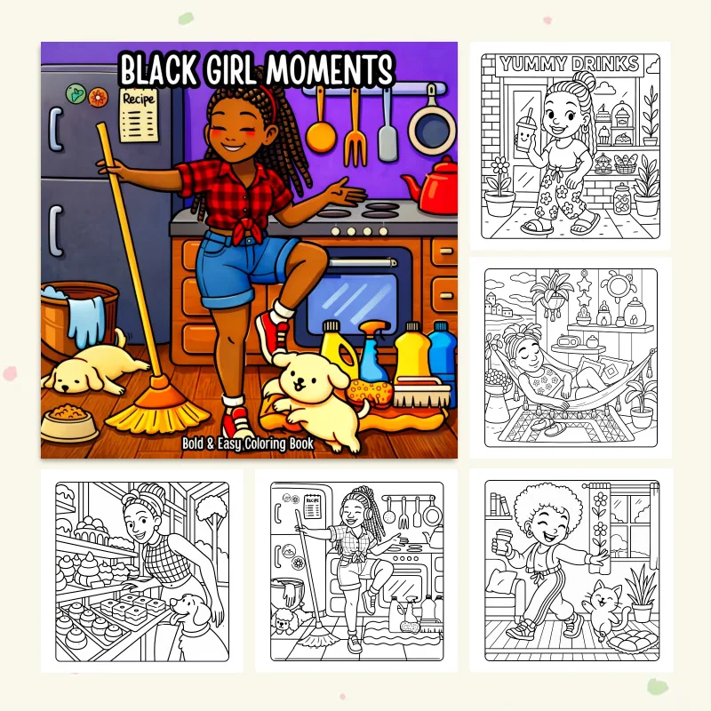 Cross-border new arrival: bestselling coloring book for black girls - coloring book for kids and adults, doodle and draw