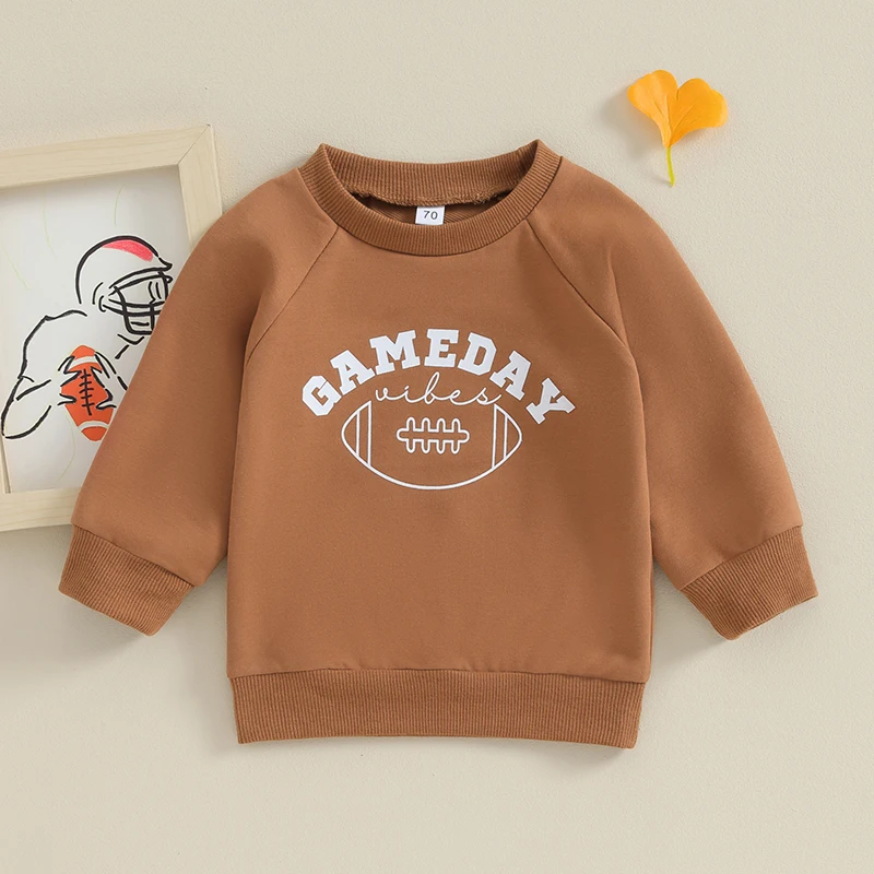 

2023-08-21 Lioraitiin 0-3Y Toddler Boy Girl Football Season Outfit Sweatshirt Sunday Football Baby Shirt Pullover Sweater Tops