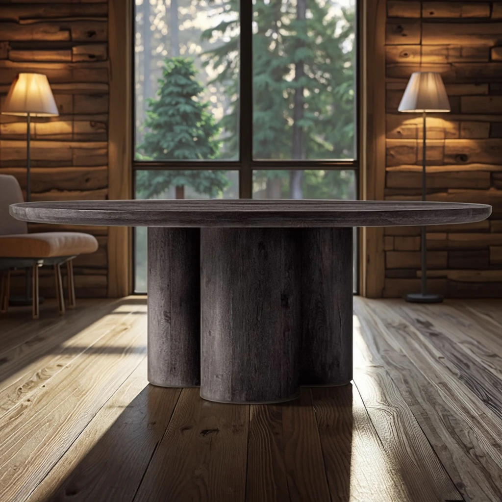 

bnModern Country Retro Design Solid American Oak Dining Table Set French Antique Living Room Wood Old Oak Log Style for Hotels#