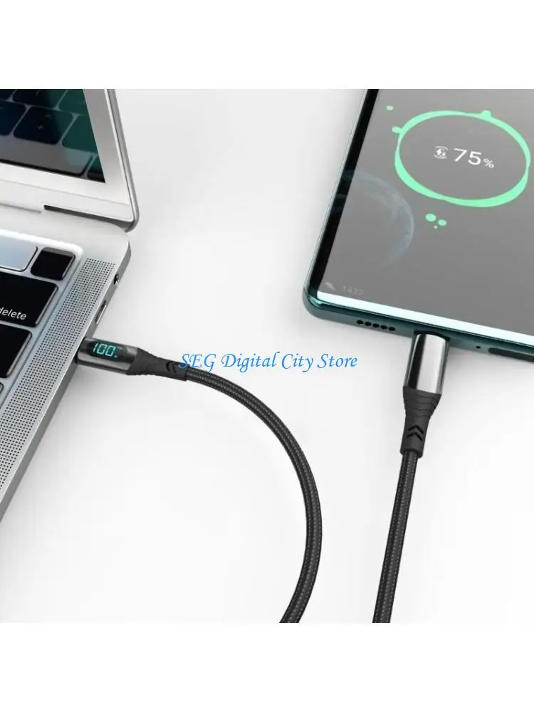 

U75B 100W Digital Display USB C Charging Cable Efficient Energy Transfer Power Cord