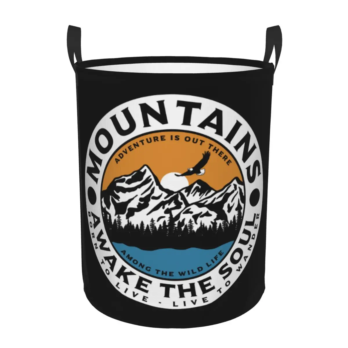 Custom Mountains Awake The Soul Laundry Hamper Large Storage Basket Adventure Camping Campers Girls Boys Toy Organizer