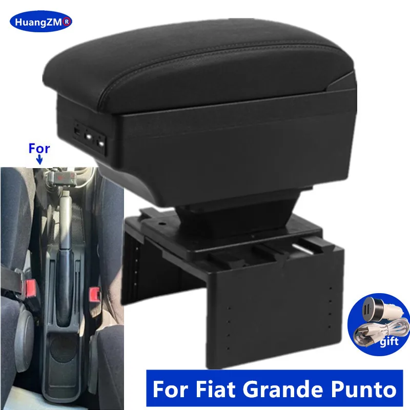 Armlehnenbox für Fiat Grande Punto, für Fiat Punto, Auto-Armlehnenbox, zentrale Aufbewahrungsbox, Innennachrüstung mit USB-Autozubehör