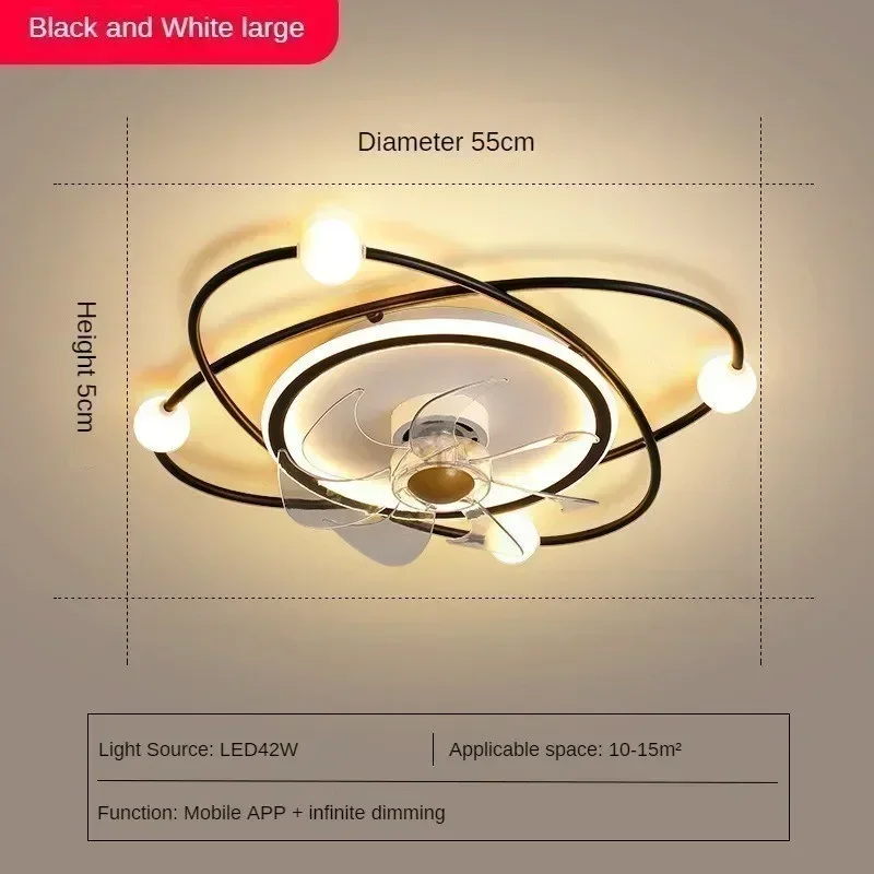 Ventilador de techo nórdico, luz de viento grande, dormitorio, comedor, conversión de frecuencia de agitación, luz integrada