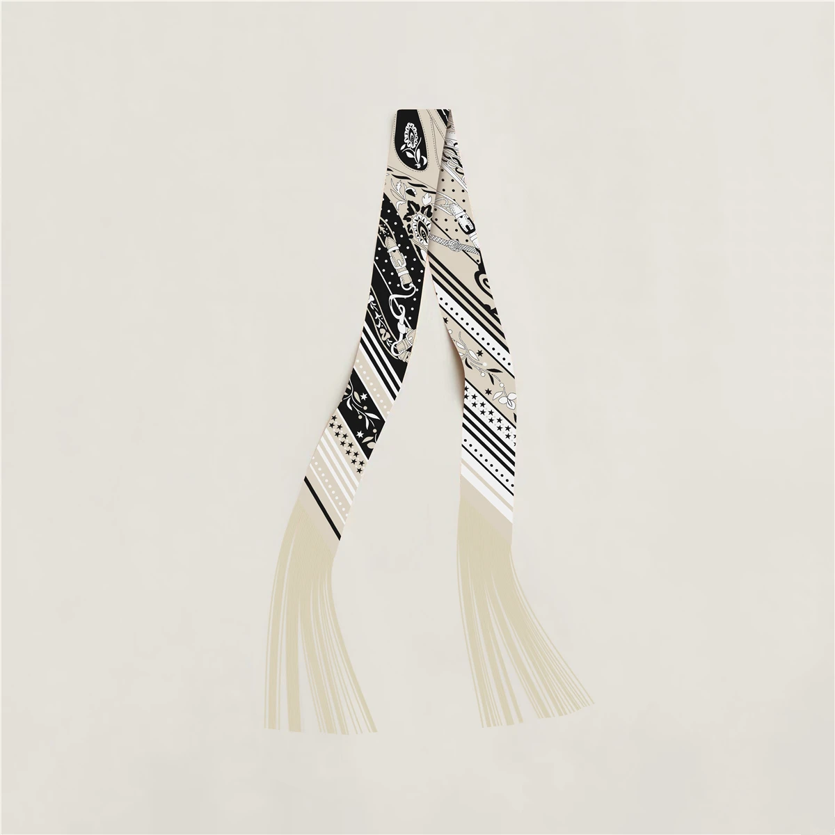 Quastenschal im Modedesign, Marken-Seidenschal für Damen, Haarband, Foulard, Schmaler Taschenschal, Halstuch, Handtaschen-Dekoration