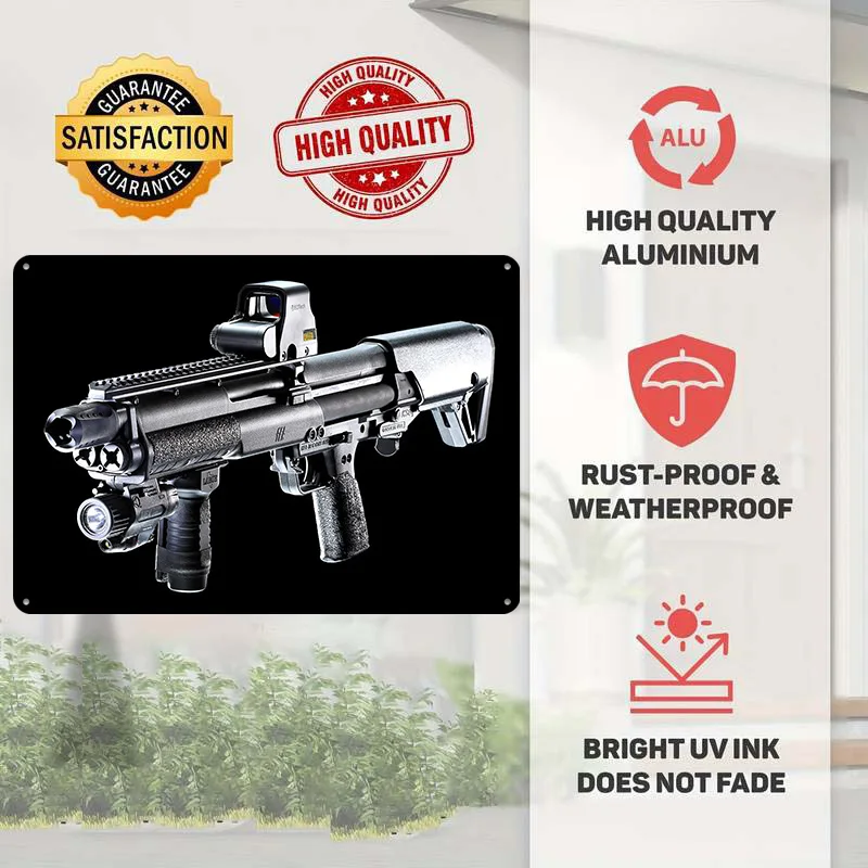 MILITARY SHOTGUN 3D Printed Texture Poster Personalized Wall Art Retro Metal Tin Signs for Home Decoration Garage Decorations