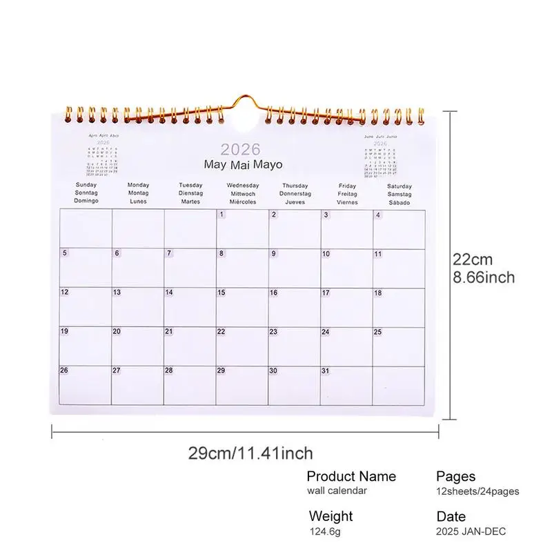 ปฏิทิน 2025 20252026   วางแผนปฏิทินที่พูดได้หลายภาษา Coil Planner Agenda Organizer การจัดตารางเวลาสําหรับโฮมออฟฟิศห้องเรียนโรงเรียน
