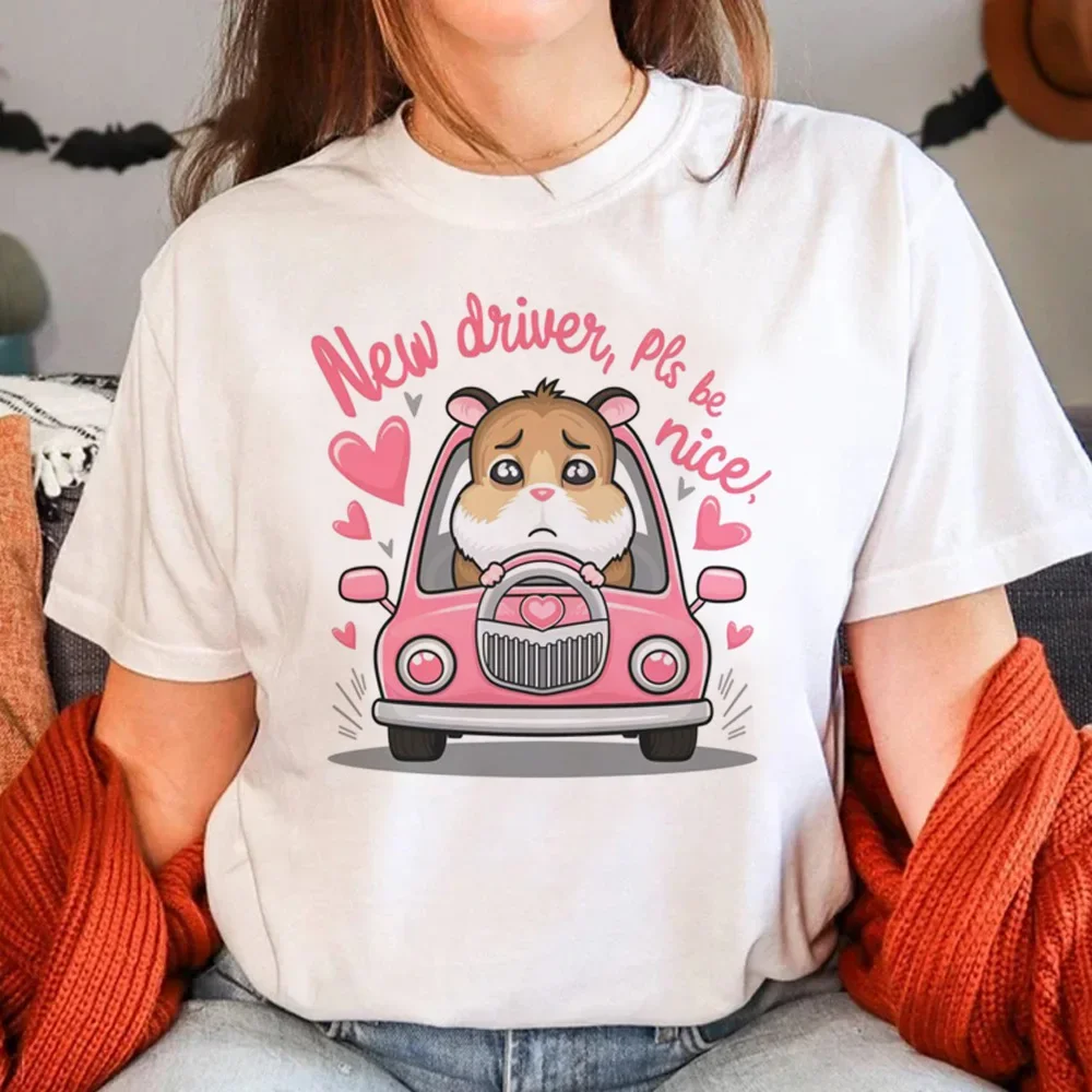 أنماط الفكاهة الشارع الشهير بلوزة بيضاء 24ss الفتيات تي شيرتات عجيبة حزين الهامستر الجرافيك ملابس منقوشة أنا مجرد فتاة رسالة القمم