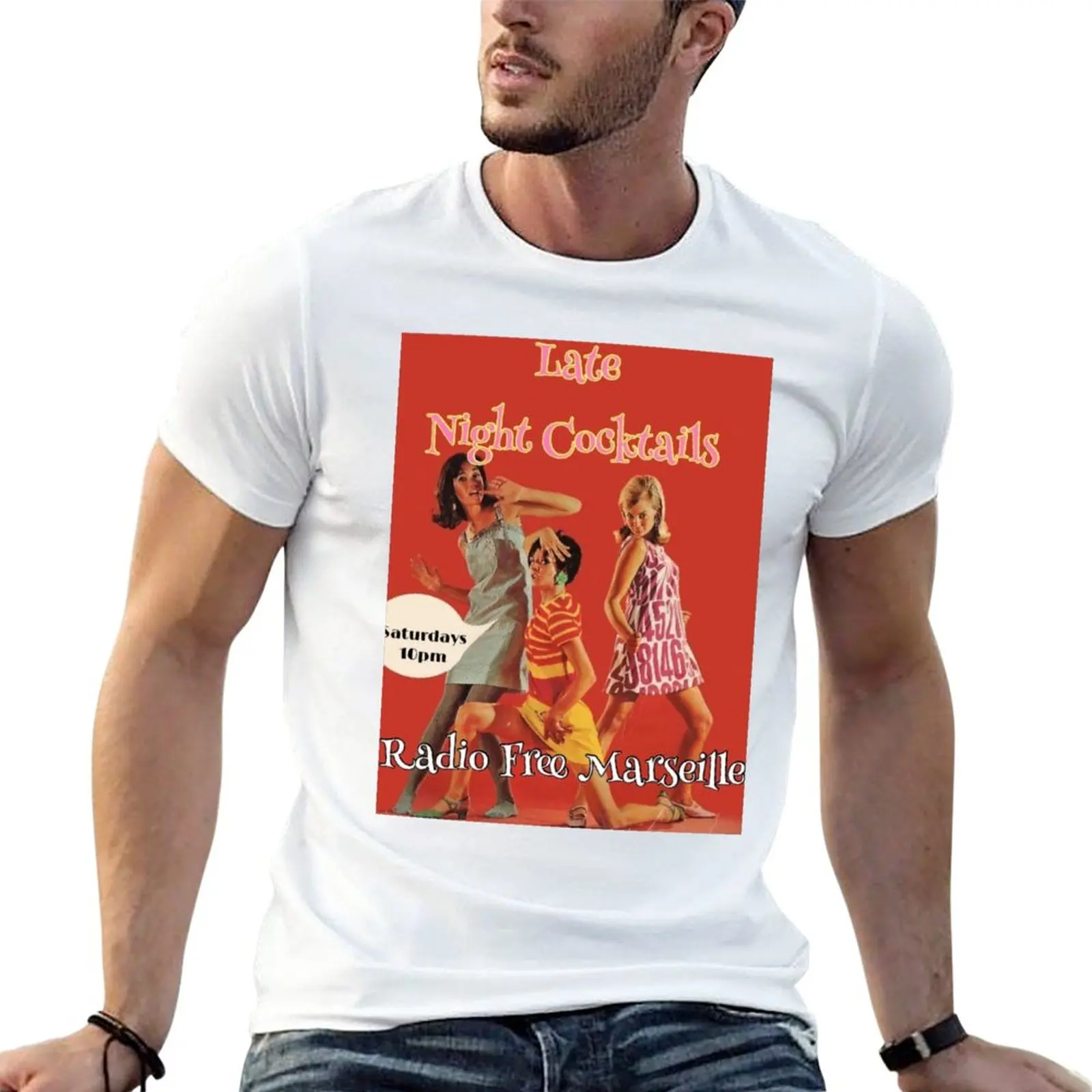 New Late Night Cocktails (red) T-Shirt graphic t shirt plus size tops Short sleeve funny t shirt clothes for men