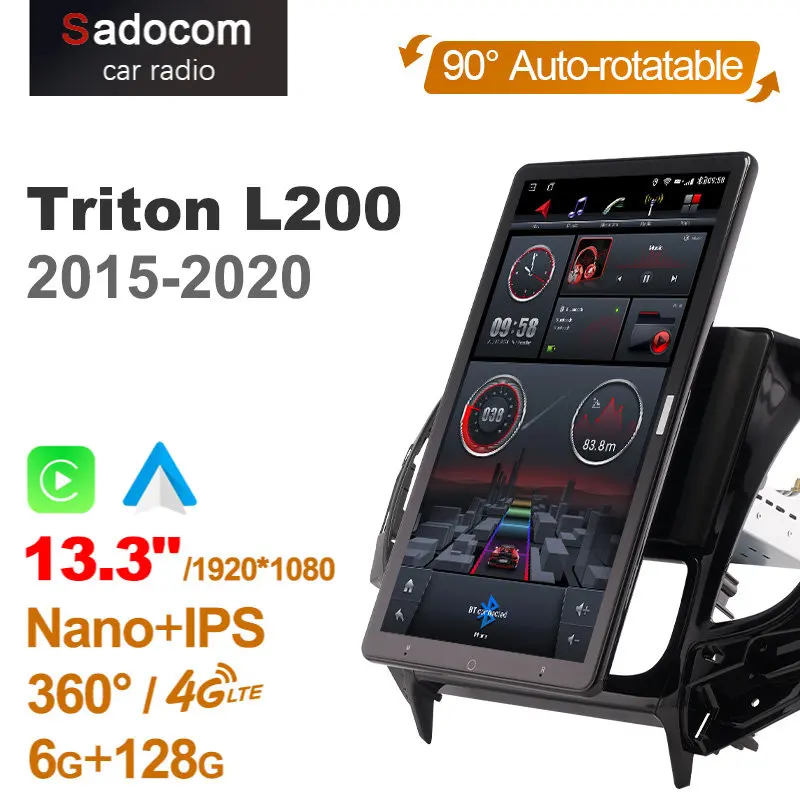 

1920*1080 13,3 "CarPlay Android 10,0 автомобильный мультимедиа для Triton L200 2015-2020 Авто Радио Аудио 4G LTE 360 оптический коаксиальный без DVD