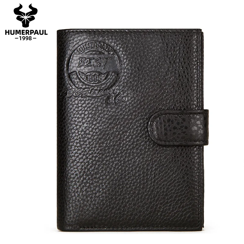 

Solid color men's double-folding passport bag, easy to carry, made of cowhide, large-capacity, multi-card slot, multi-function