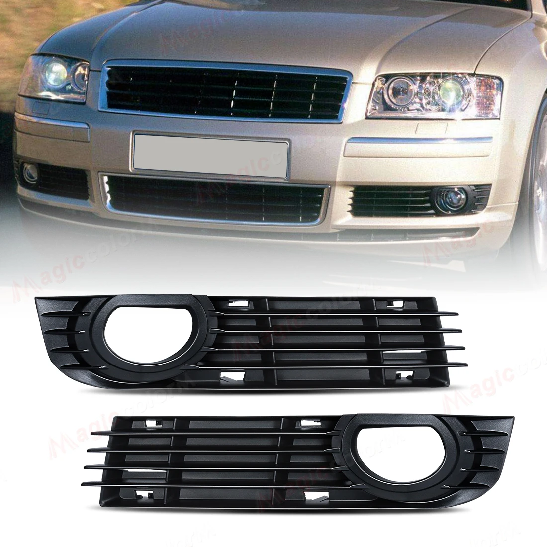 

Fog Lamp Frame For Audi A8 D3 2006 2007 Fog Light Grille Front Bumper Cover Foglights Racing Grill 4E0807681AD 4E0807682AD
