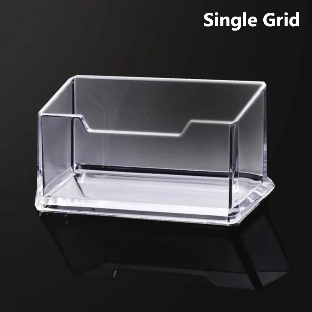 

1Pcs Display Stand Business Card Box Acrylic Plastic Clear Transparent Bussiness Card Holder School Office Supplies 1/2/3 Grids