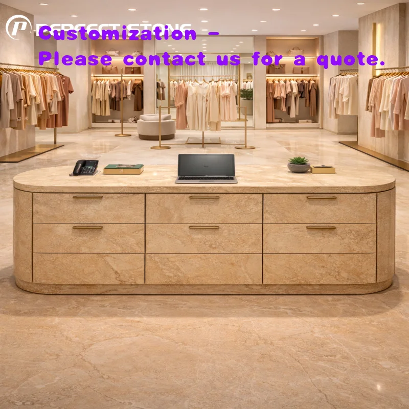 

custom.Custom Modern Travertine Cashier Counters Luxury Natural Stone Reception Desks Hospital Mall Commercial Spaces Stone